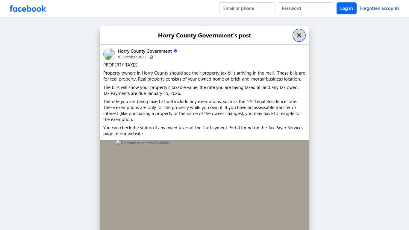 PROPERTY TAXES Property owners... - Horry County Government Facebook